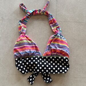 Colorful Striped and Polka Dot Bikini Top